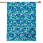 Ski And Snowboard Pattern Print House Flag