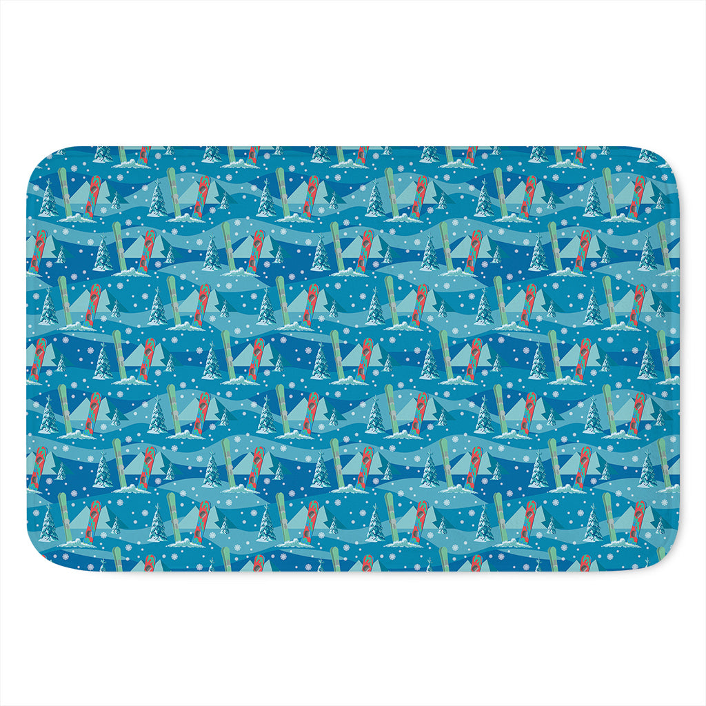 Ski And Snowboard Pattern Print Indoor Door Mat