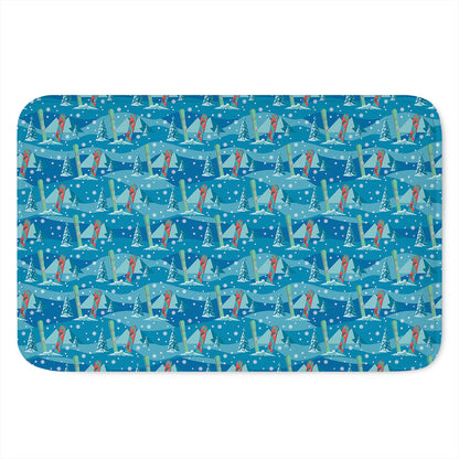 Ski And Snowboard Pattern Print Indoor Door Mat