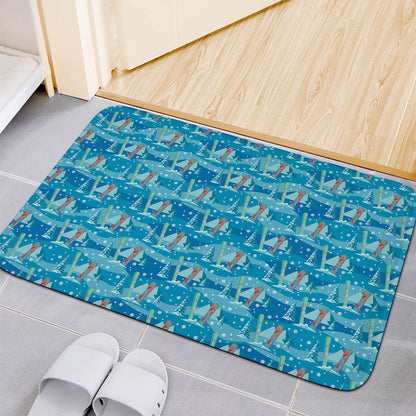 Ski And Snowboard Pattern Print Indoor Door Mat