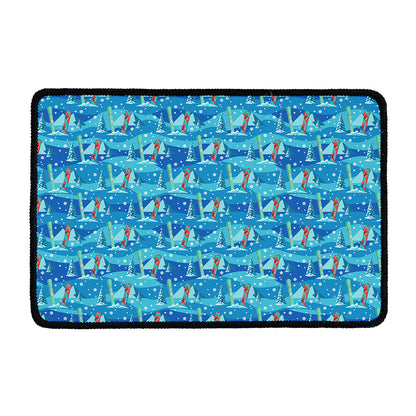 Ski And Snowboard Pattern Print Kitchen Mat