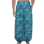Ski And Snowboard Pattern Print Lantern Pants