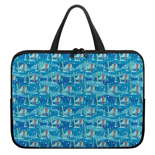 Ski And Snowboard Pattern Print Laptop Sleeve With Handle