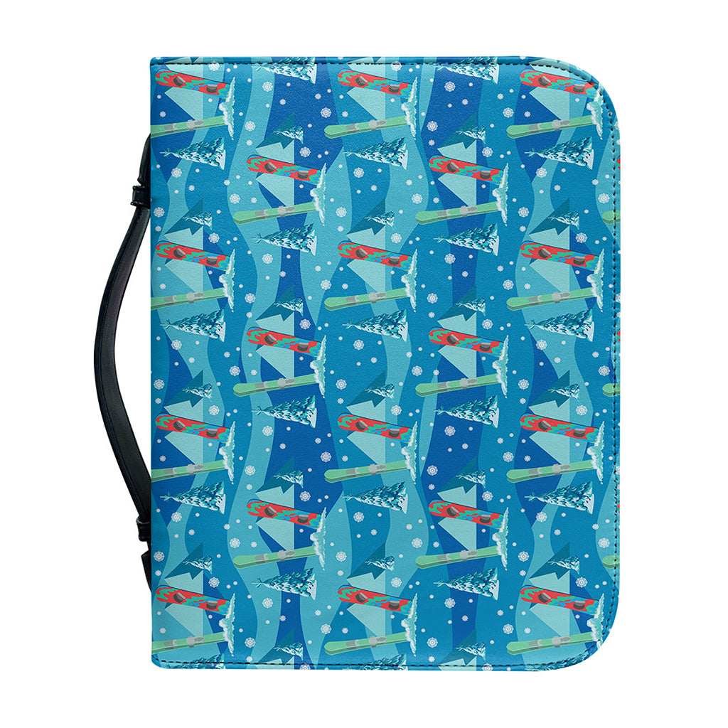 Ski And Snowboard Pattern Print Leather Bible Cover