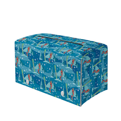 Ski And Snowboard Pattern Print Leather Tissue Box Cover