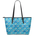 Ski And Snowboard Pattern Print Leather Tote Bag With Zipper