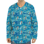 Ski And Snowboard Pattern Print Long Sleeve Baseball Jersey