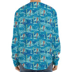 Ski And Snowboard Pattern Print Long Sleeve Baseball Jersey