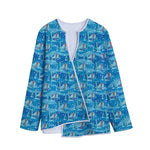 Ski And Snowboard Pattern Print Long Sleeve Short Coat