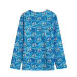 Ski And Snowboard Pattern Print Long Sleeve Short Coat
