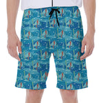 Ski And Snowboard Pattern Print Men's Beach Shorts