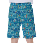 Ski And Snowboard Pattern Print Men's Beach Shorts