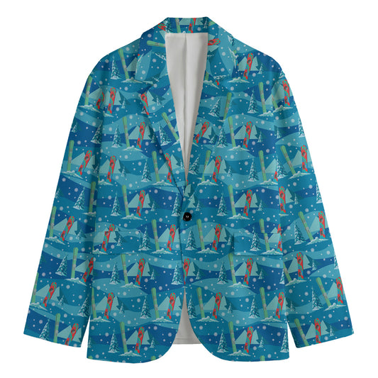 Ski And Snowboard Pattern Print Men's Blazer
