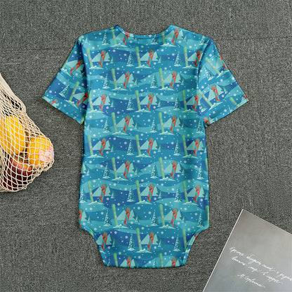 Ski And Snowboard Pattern Print Men's Bodysuit