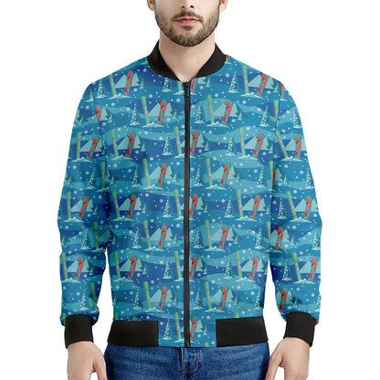Ski And Snowboard Pattern Print Men's Bomber Jacket