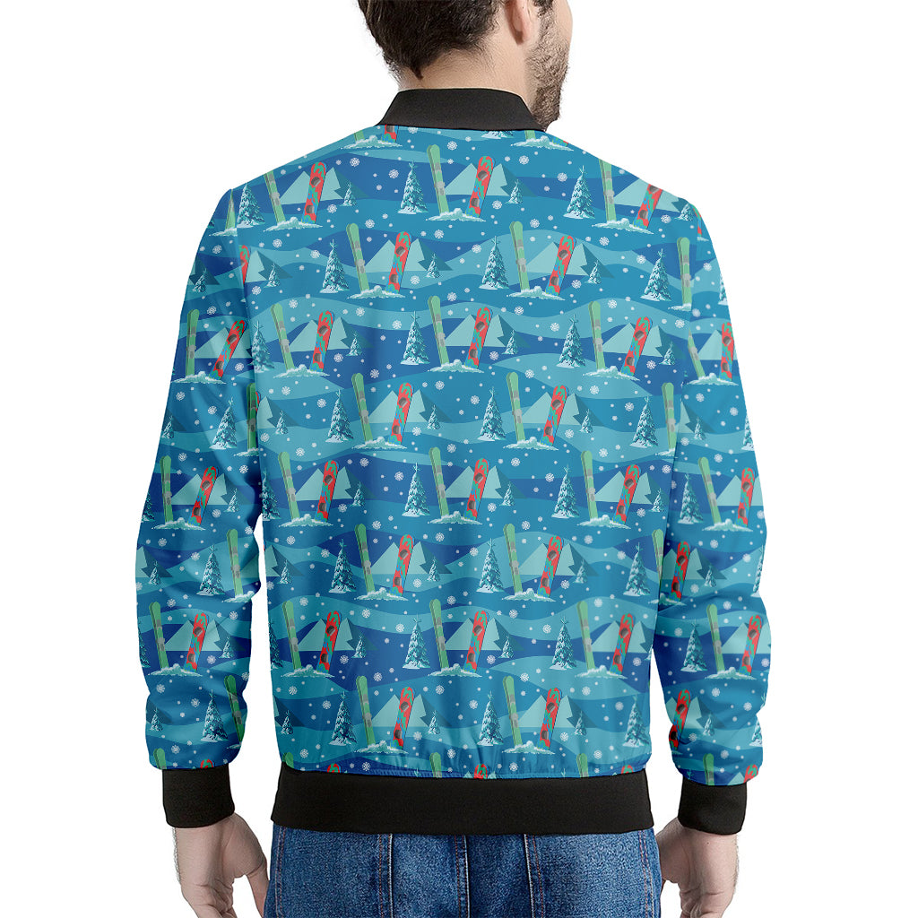 Ski And Snowboard Pattern Print Men's Bomber Jacket
