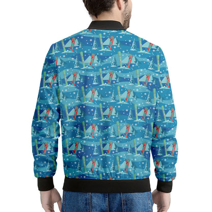Ski And Snowboard Pattern Print Men's Bomber Jacket