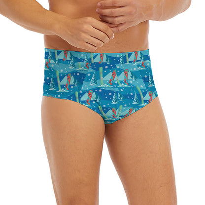 Ski And Snowboard Pattern Print Men's Briefs