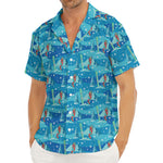 Ski And Snowboard Pattern Print Men's Deep V-Neck Shirt