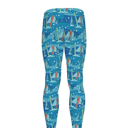 Ski And Snowboard Pattern Print Men's leggings