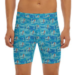 Ski And Snowboard Pattern Print Men's Long Boxer Briefs