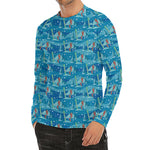 Ski And Snowboard Pattern Print Men's Long Sleeve Rash Guard
