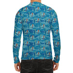 Ski And Snowboard Pattern Print Men's Long Sleeve Rash Guard