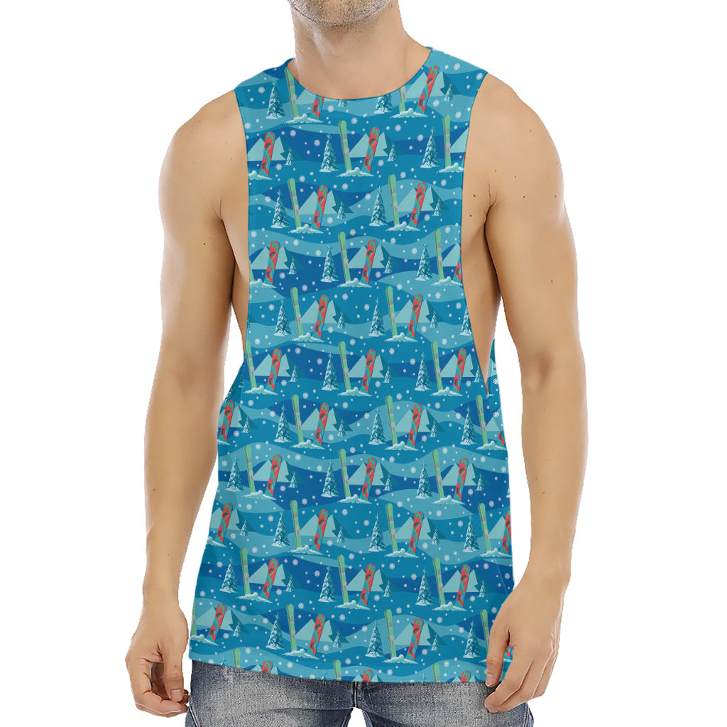 Ski And Snowboard Pattern Print Men's Muscle Tank Top