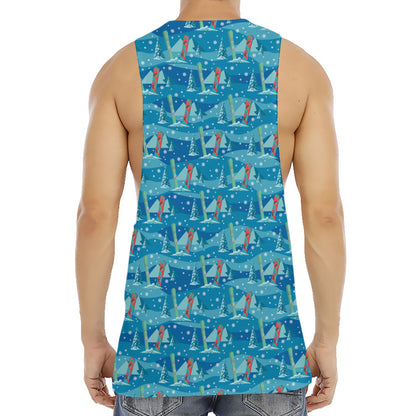 Ski And Snowboard Pattern Print Men's Muscle Tank Top