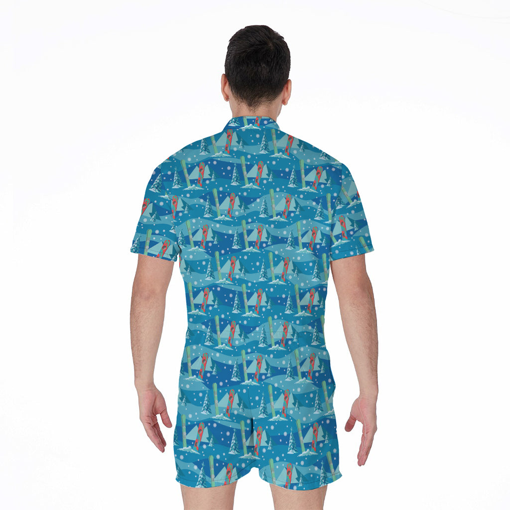 Ski And Snowboard Pattern Print Men's Rompers