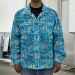 Ski And Snowboard Pattern Print Men's Shirt Jacket