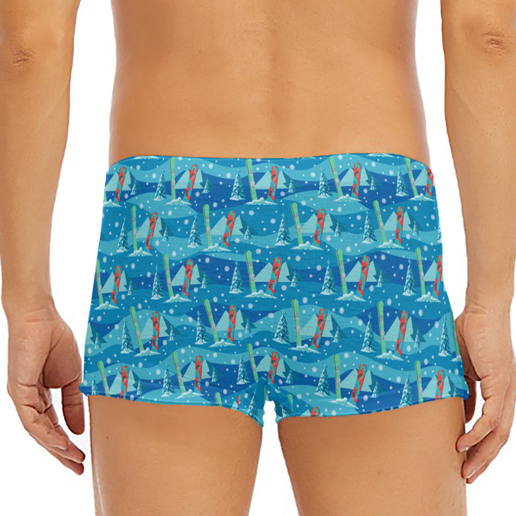 Ski And Snowboard Pattern Print Men's Short Boxer Briefs