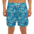 Ski And Snowboard Pattern Print Men's Split Running Shorts