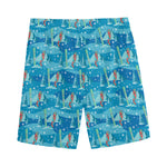 Ski And Snowboard Pattern Print Men's Sports Shorts