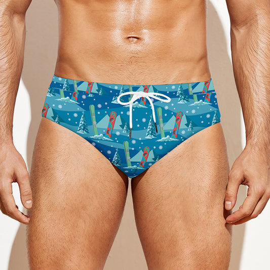Ski And Snowboard Pattern Print Men's Swim Briefs