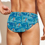 Ski And Snowboard Pattern Print Men's Swim Briefs