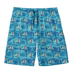 Ski And Snowboard Pattern Print Men's Swim Trunks