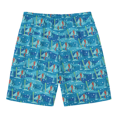 Ski And Snowboard Pattern Print Men's Swim Trunks