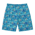 Ski And Snowboard Pattern Print Men's Swim Trunks