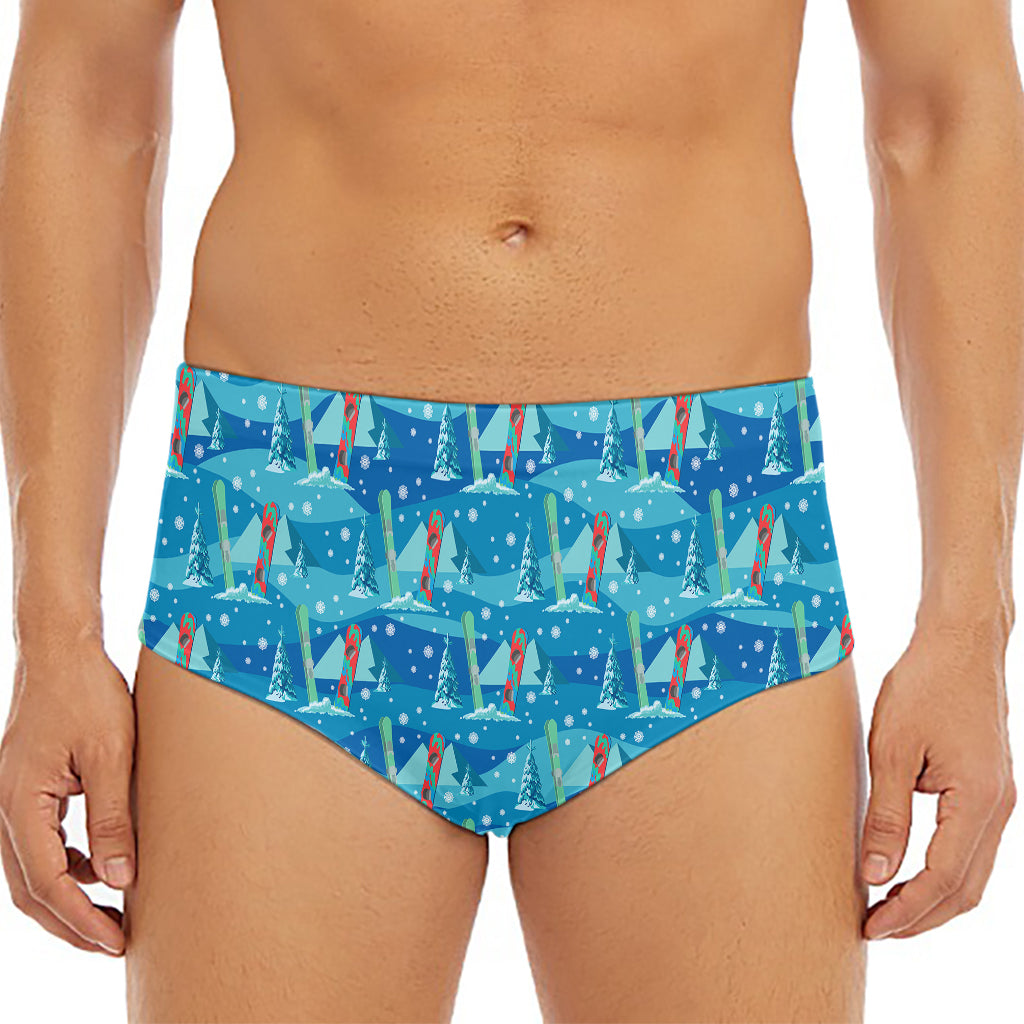Ski And Snowboard Pattern Print Men's Triangle Swim Briefs