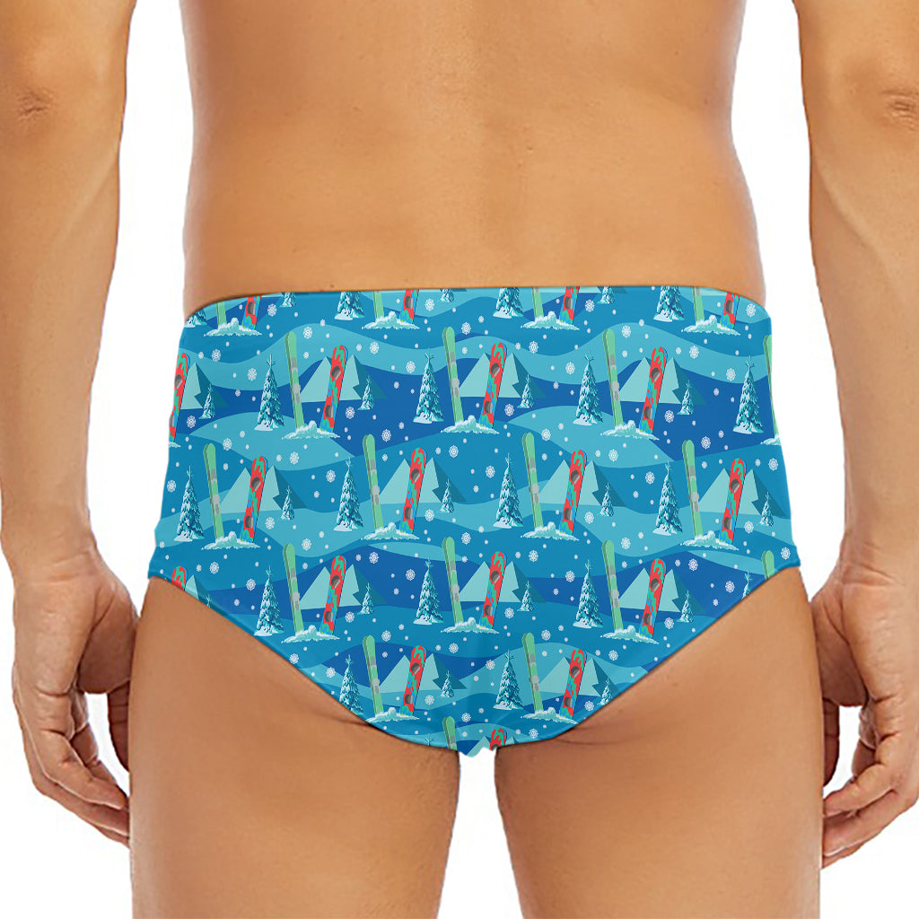 Ski And Snowboard Pattern Print Men's Triangle Swim Briefs