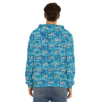 Ski And Snowboard Pattern Print Men's Velvet Pullover Hoodie
