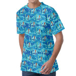 Ski And Snowboard Pattern Print Men's Velvet T-Shirt