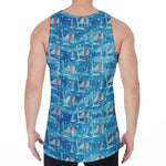 Ski And Snowboard Pattern Print Men's Velvet Tank Top