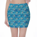 Ski And Snowboard Pattern Print Pencil Mini Skirt