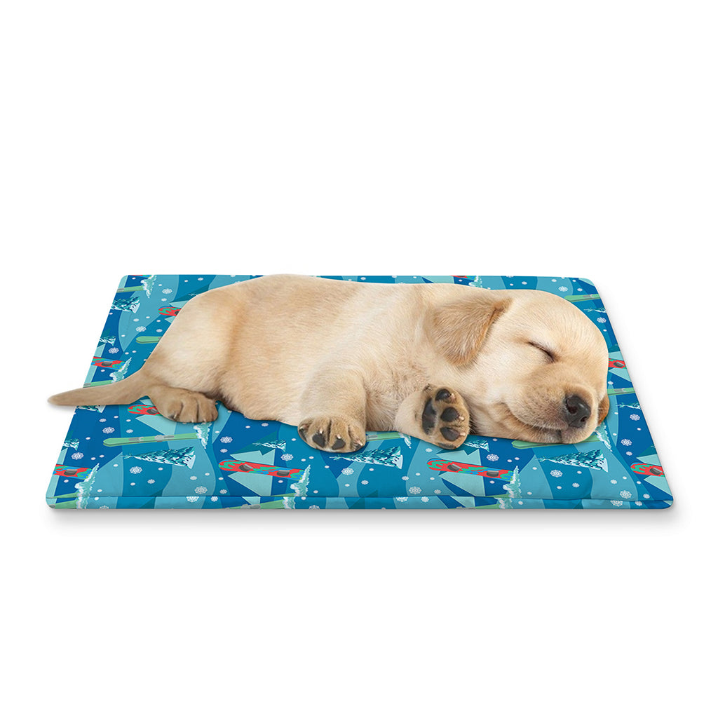 Ski And Snowboard Pattern Print Pet Cooling Mat Cover
