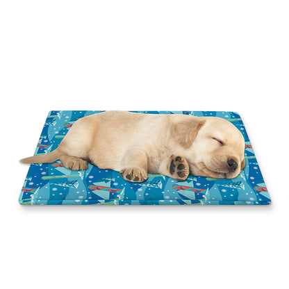 Ski And Snowboard Pattern Print Pet Cooling Mat Cover