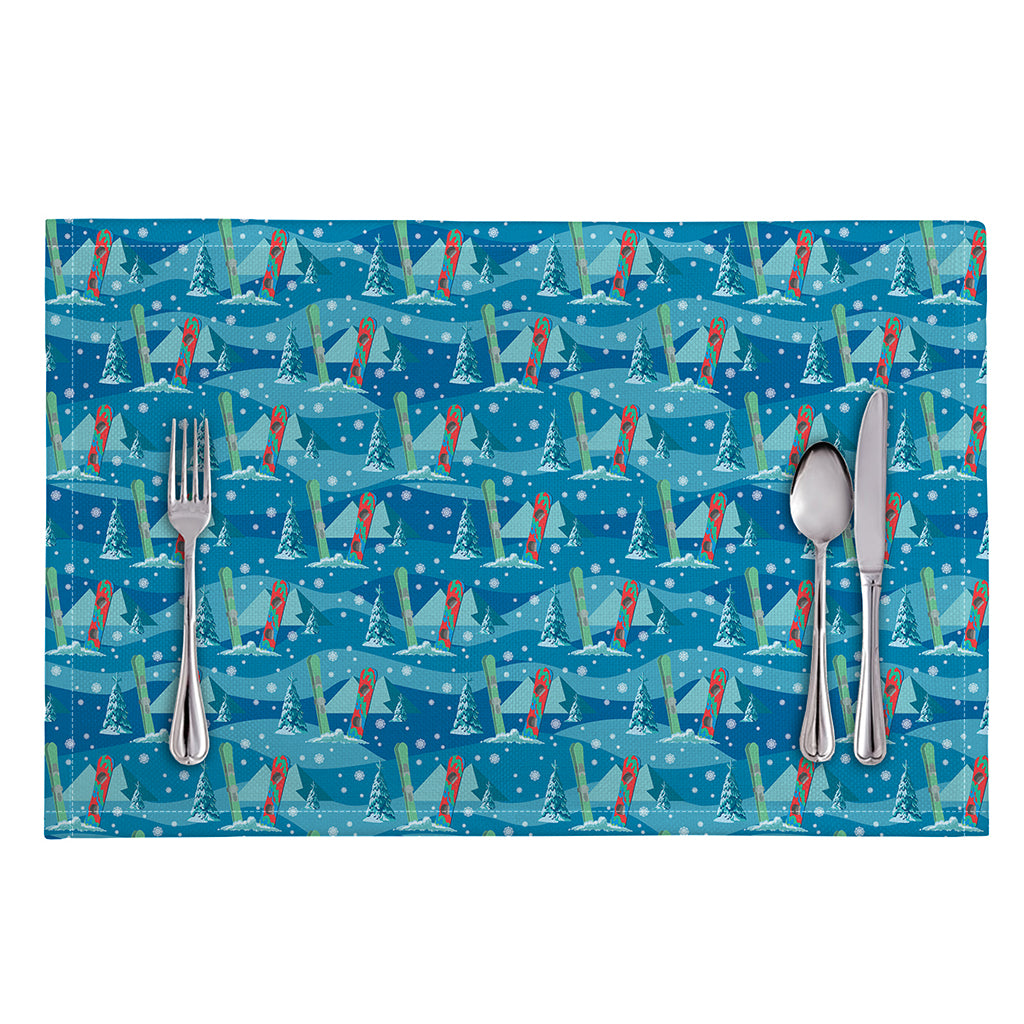 Ski And Snowboard Pattern Print Placemat