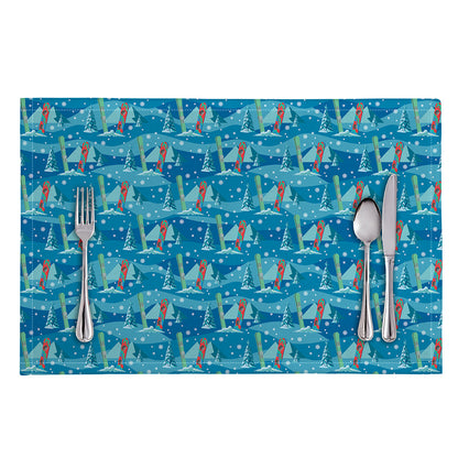 Ski And Snowboard Pattern Print Placemat