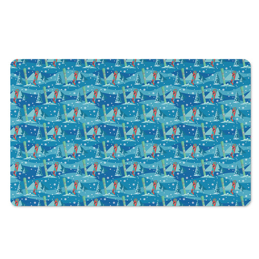 Ski And Snowboard Pattern Print Polyester Doormat
